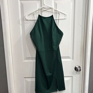 Elegant Green Halter Dress